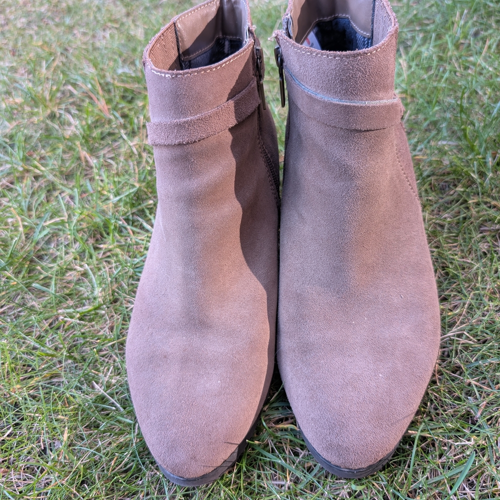 Blondo Taupe Suede Ankle Booties - Picture 2 of 8